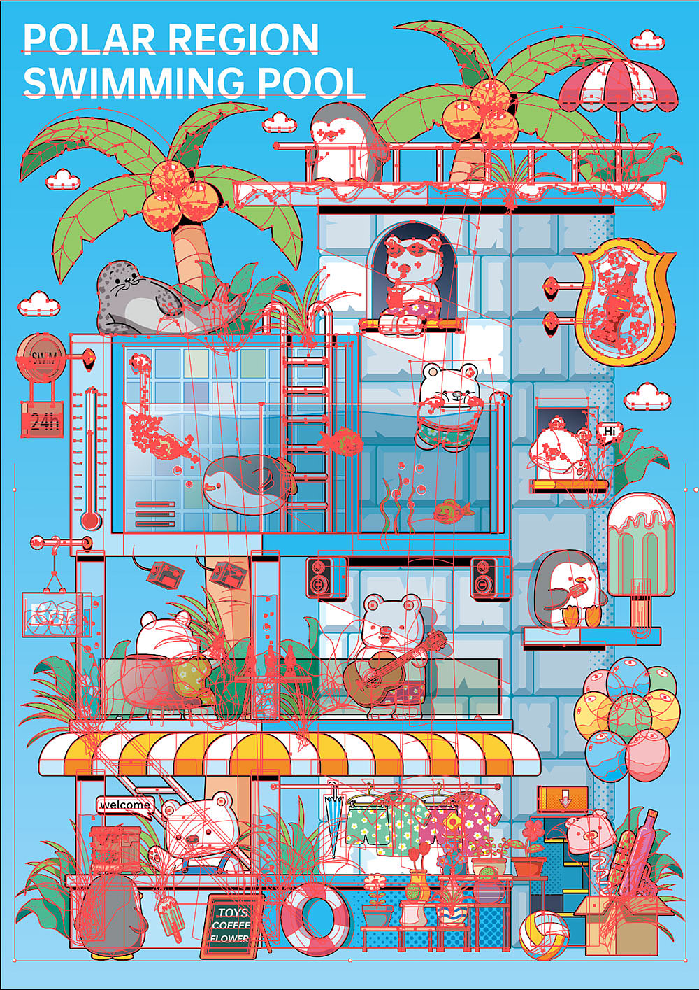 极地泳池（图ZNDAwMjkzODM2） - 商业插画 - 站酷设计师爱画画的刀刀原创素材 - 站酷ZCOOL