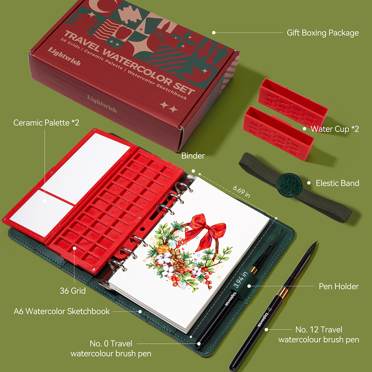 跨境电商 - 亚马逊圣诞水彩颜料盒水彩本套装拍摄设计