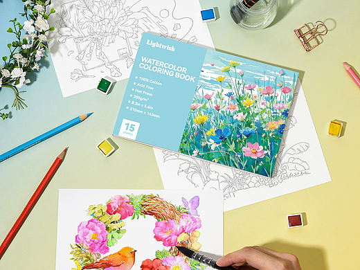 跨境电商 - 亚马逊水彩线稿本画本拍摄设计