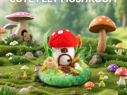 跨境电商 - 亚马逊手工蘑菇屋霍比特羊毛毡拍摄设计