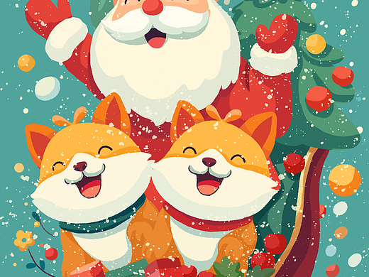 圣诞老人送礼物啦（个人主页-ZNzI5MjU0Njg=） - 商业插画 - 站酷设计师金玉的呆毛原创素材 - 站酷ZCOOL