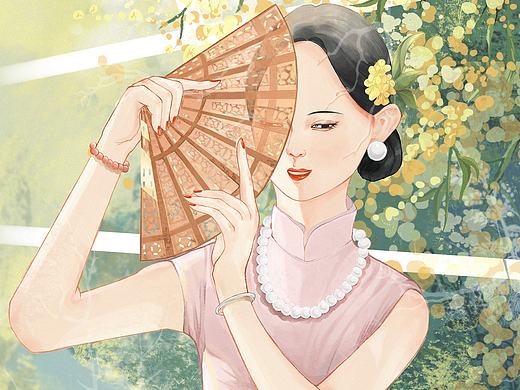旗袍女子（个人主页-ZNzI5MjYwMzI=） - 商业插画 - 站酷设计师阡陌微光原创素材 - 站酷ZCOOL