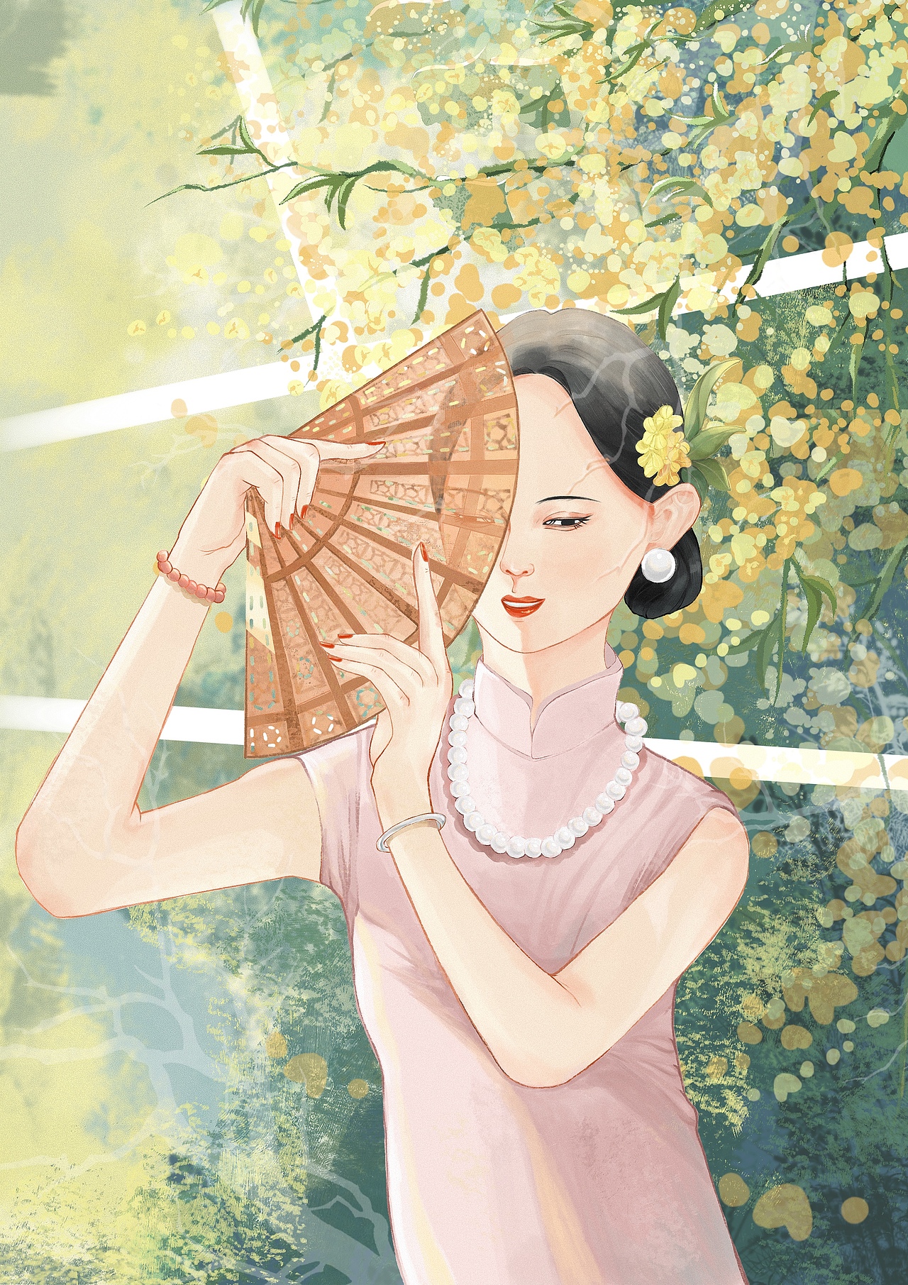 旗袍女子（图ZNDAwMzE4Mjk2） - 商业插画 - 站酷设计师阡陌微光原创素材 - 站酷ZCOOL