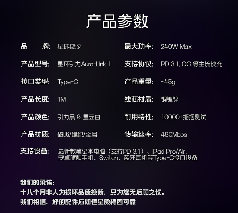 240W磁吸编织快充数据线