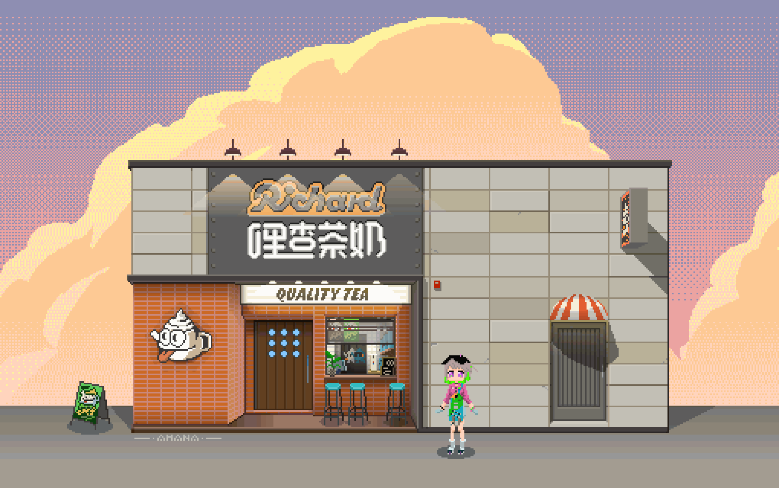 {茶奶店の小阿妹}（图ZNDAwMzYwOTU2） - 像素画 - 站酷设计师烟花乱原创素材 - 站酷ZCOOL