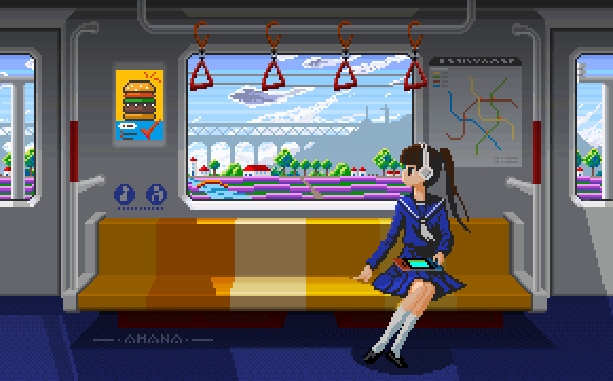 看地铁在薰衣草花海里驰骋（图ZNDAwMzYyMDky） - 像素画 - 站酷设计师烟花乱原创素材 - 站酷ZCOOL