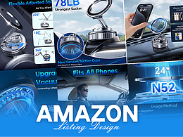汽车配件 银色磁吸支架-Amazon亚马逊主副图A+设计案例