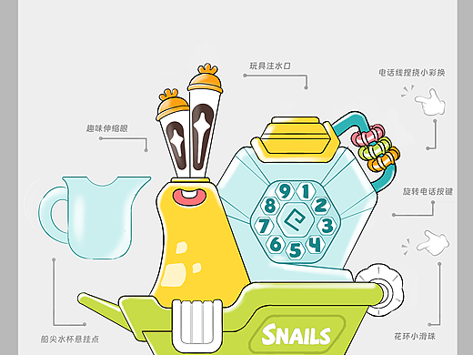 戏水电话蜗牛｜玩具创意设计