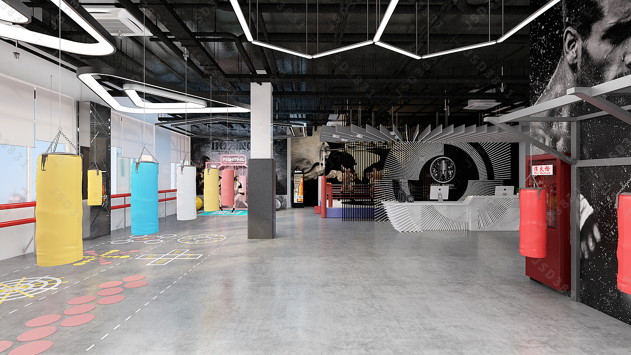 拳击馆设计,泰拳馆设计,散打跆拳道格斗馆设计（图ZNDAwMzgxOTk2） - 商业空间设计 - 站酷设计师健身馆设计原创素材 - 站酷ZCOOL