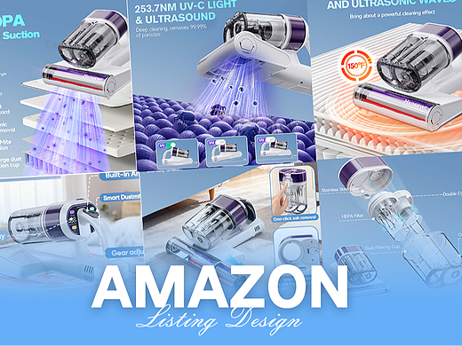 家居用品 白色除螨仪-Amazon亚马逊主副图A+设计案例