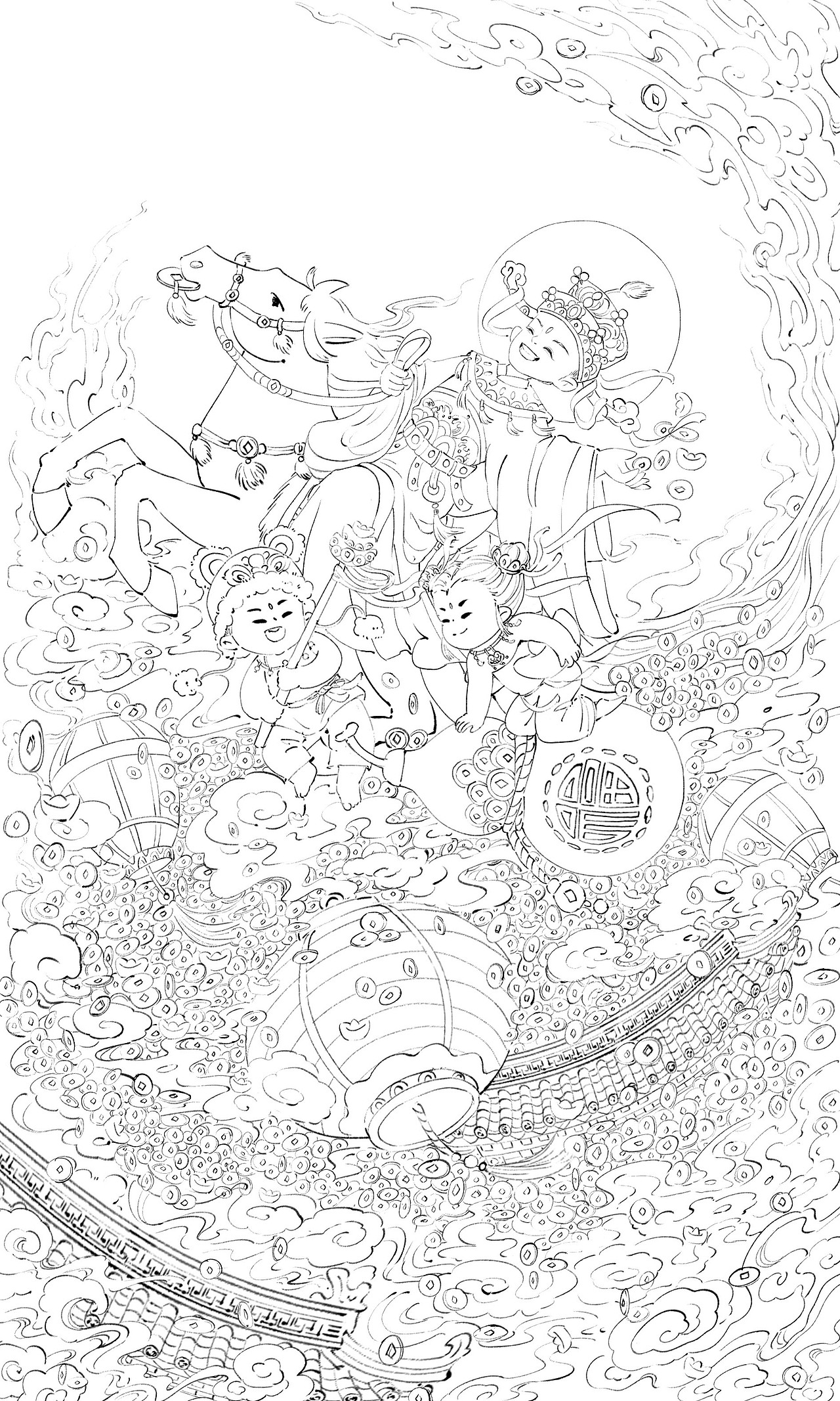 马载财至，乘云添福（图ZNDAwNDA2NDQw） - 商业插画 - 站酷设计师乐小鸭原创素材 - 站酷ZCOOL