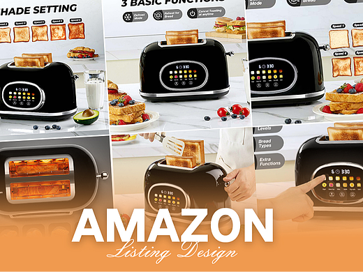 厨房用品 黑色面包机-Amazon亚马逊主副图A+设计案例