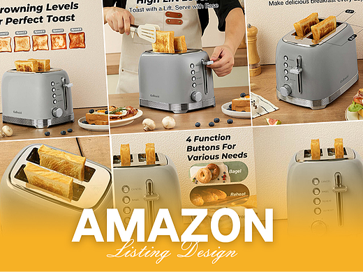 厨房用品 灰色面包机-Amazon亚马逊主副图A+设计案例