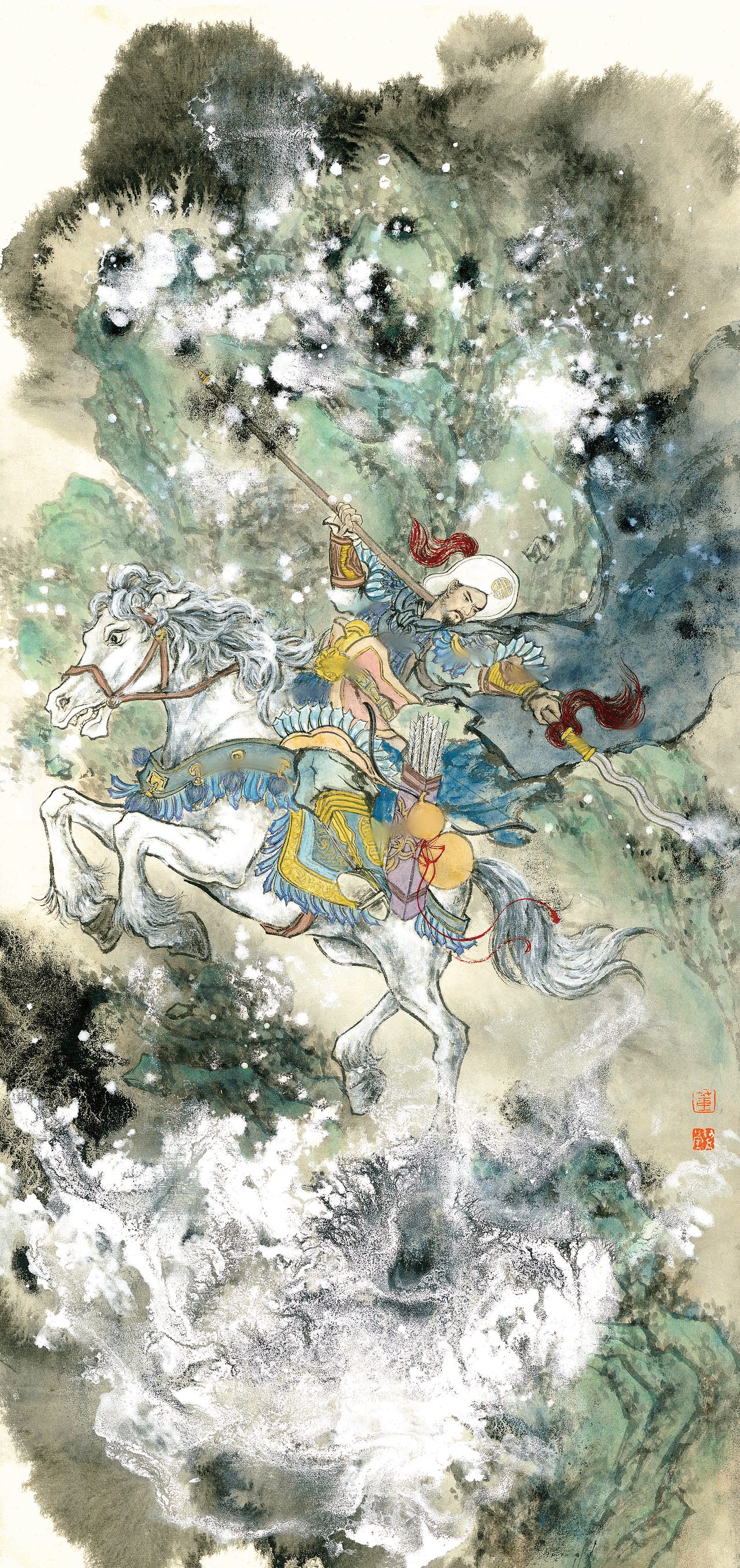 水浒-梁山五虎将之林冲（图ZNDAwNDg5MTQ0） - 绘画 - 站酷设计师画家董洁莹原创素材 - 站酷ZCOOL