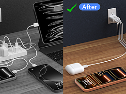 可伸縮USB-C充電器墻插,40W快速充電頭，A+主圖