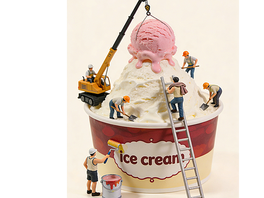 创意童话3D卡通冰淇淋施工插画