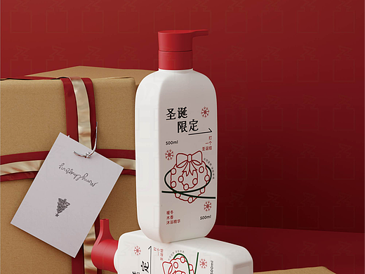 節(jié)日限定|紅綠配色圣誕主題精華沐浴露（個(gè)人主頁(yè)-ZNzI5NDkwMTY=） - 包裝 - 站酷設(shè)計(jì)師瓶行天下小蔡原創(chuàng)素材 - 站酷ZCOOL