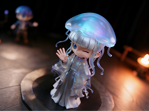 深海精靈琉光：帶著水母來賣萌（個人主頁-ZNzI5NDk0NzY=） - AI作品 - 站酷設(shè)計師Roxanne_07原創(chuàng)素材 - 站酷ZCOOL