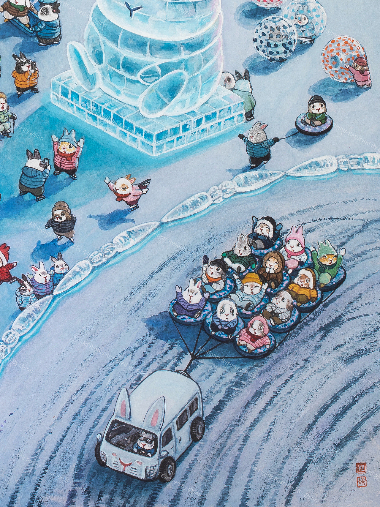 《行旅圖·松花江》（图ZNDAwNTM3NDg4） - 艺术插画 - 站酷设计师程靖Jinn原创素材 - 站酷ZCOOL