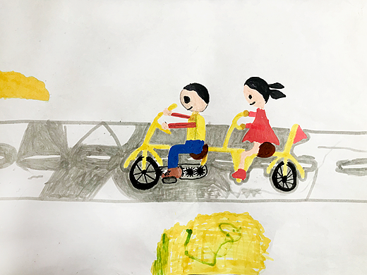 两个骑车的孩子动画