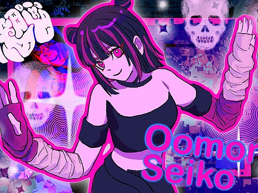 y2k拼贴装饰风格半身插画