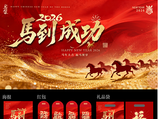 2026马年春节宣传物料设计