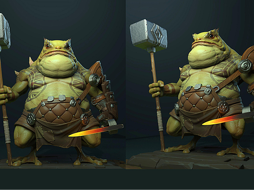 ZBrush-青蛙打铁匠兽人角色模型制作教程。zbrush雕刻