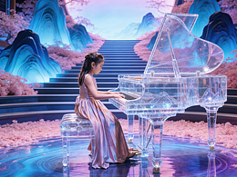 AI唯美钢琴舞台设计