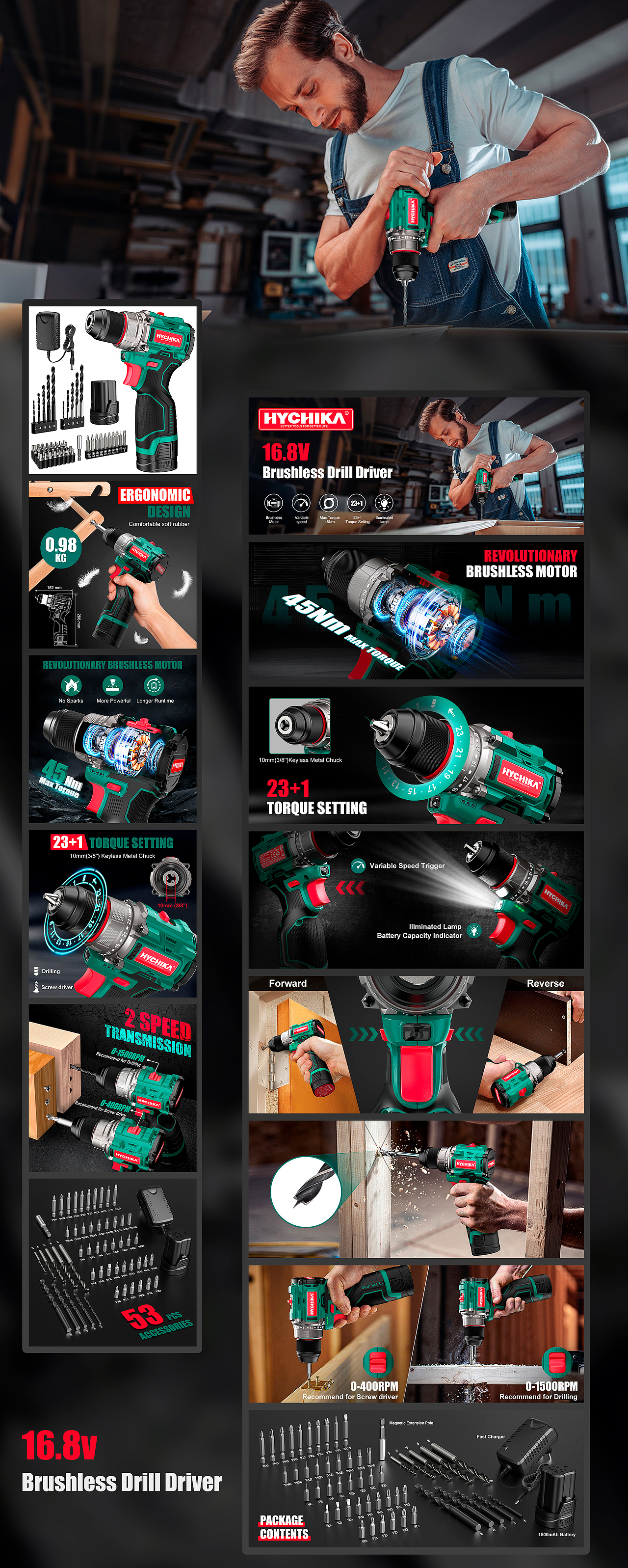 亚马逊设计丨公司产品 16.8V电钻（图ZNDAwNTYxNTY4） - 电商 - 站酷设计师Tclever原创素材 - 站酷ZCOOL