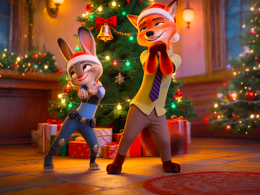 疯狂动物城小彩蛋：尼克与朱迪的圣诞共舞
