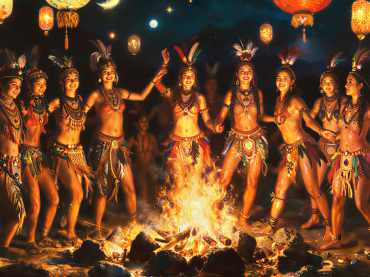 金马呈祥之原始民族篝火舞蹈