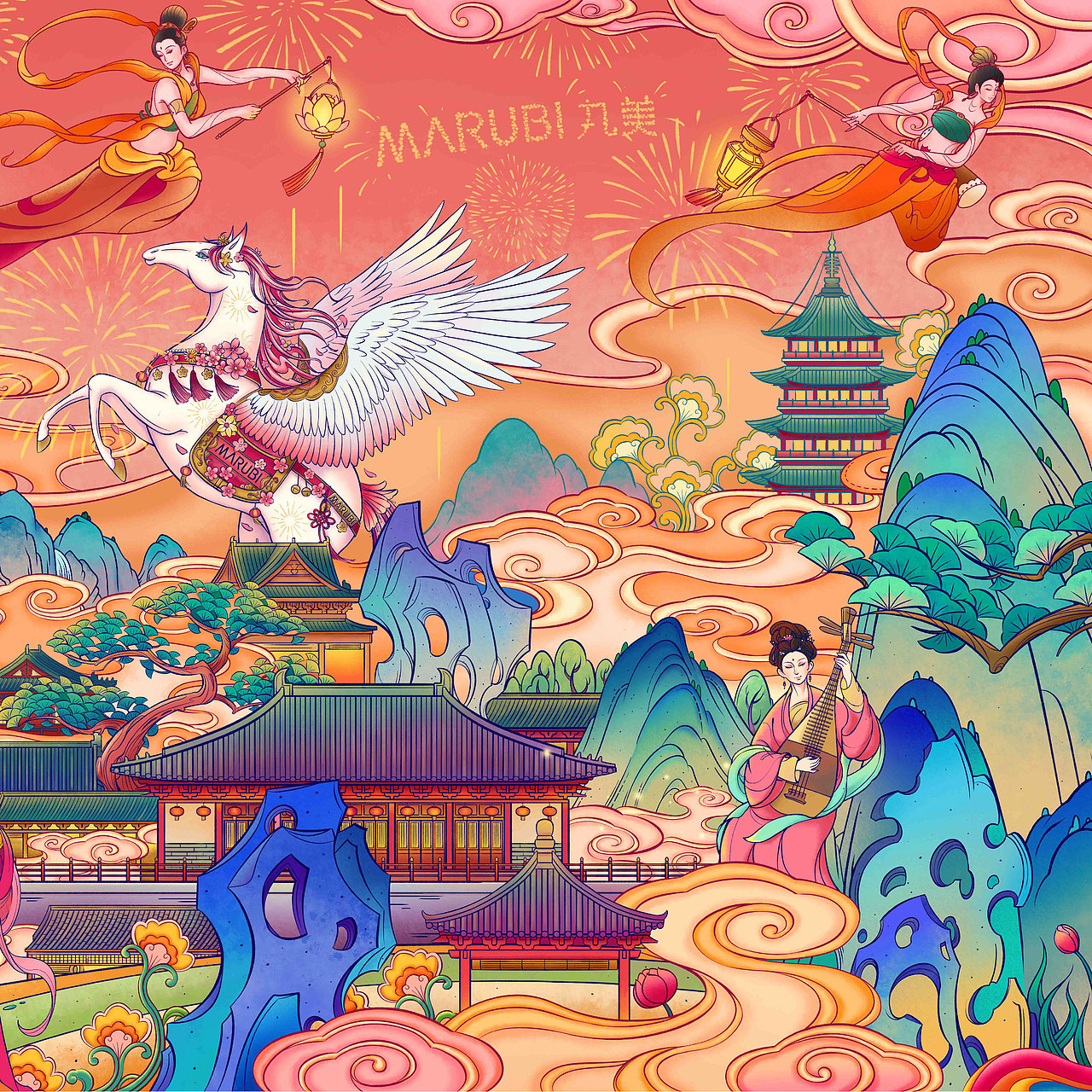 丸美x吴尧|以梦为马 美亦未央(图ZNDAwNTk5NDY4) - 商业插画 - 站酷设计师吴尧文化原创素材 - 站酷ZCOOL
