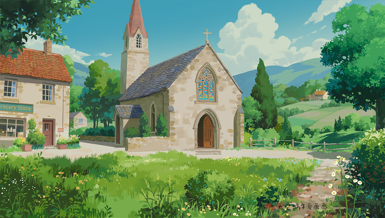 英国乡村小镇动漫风场景创作（图ZNDAwNjQzMDgw） - 其他动漫 - 站酷设计师太空蜗牛爱画画原创素材 - 站酷ZCOOL