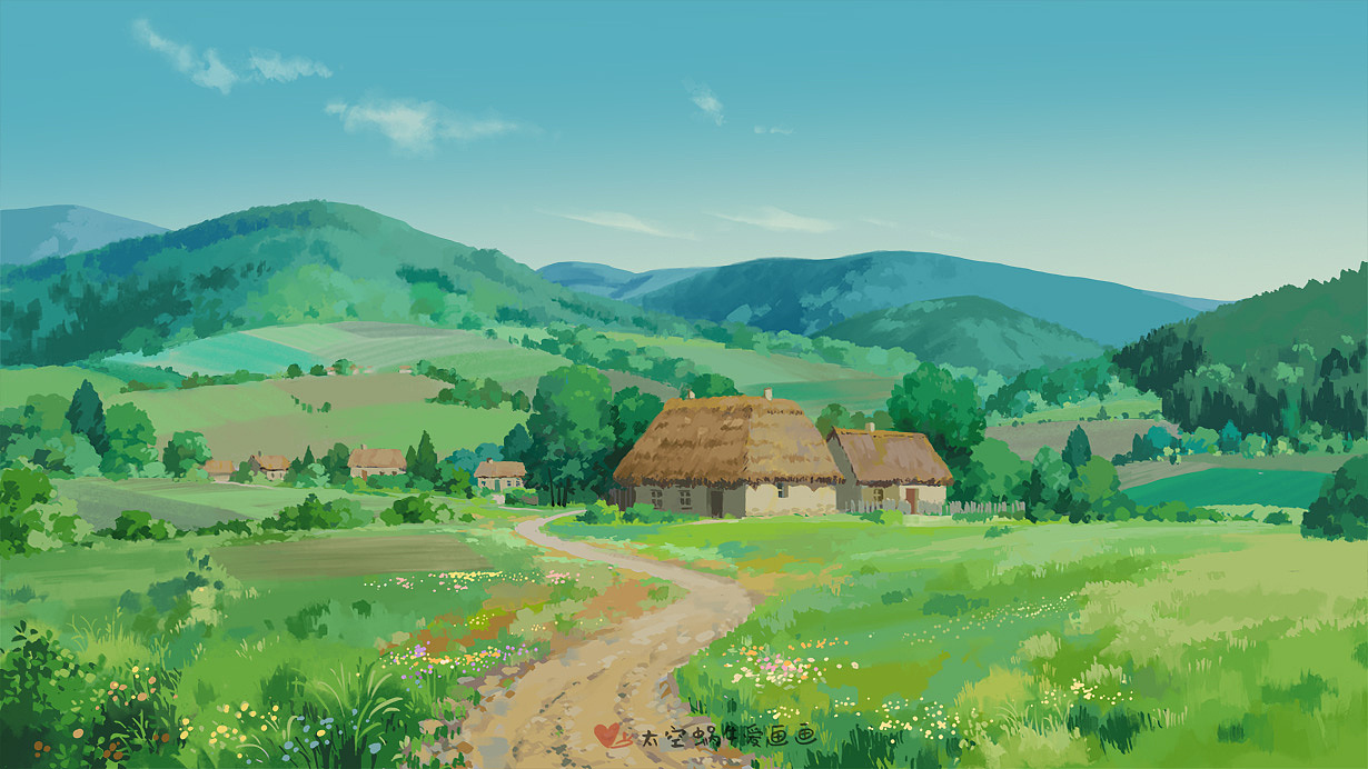 英国乡村小镇动漫风场景创作（图ZNDAwNjQzMDky） - 其他动漫 - 站酷设计师太空蜗牛爱画画原创素材 - 站酷ZCOOL