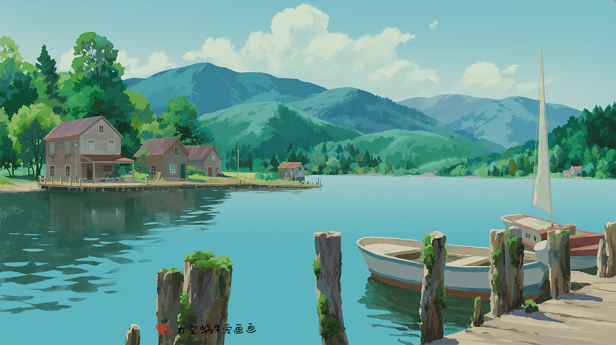 英国乡村小镇动漫风场景创作（图ZNDAwNjQzMTA0） - 其他动漫 - 站酷设计师太空蜗牛爱画画原创素材 - 站酷ZCOOL