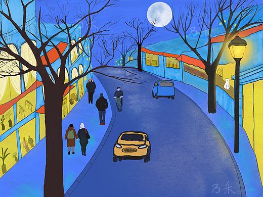 月光下的街道