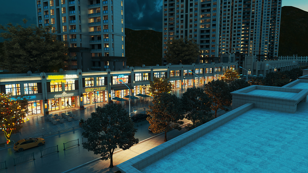 霓虹闪烁的都市夜景-夜幕下的商业街区（图ZNDAwNjcwMjA0） - 商业空间设计 - 站酷设计师林大帅设计原创素材 - 站酷ZCOOL