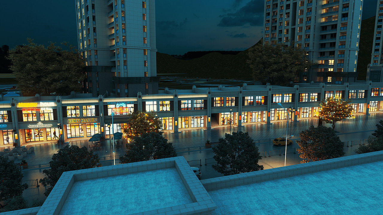 霓虹闪烁的都市夜景-夜幕下的商业街区（图ZNDAwNjcwMTg4） - 商业空间设计 - 站酷设计师林大帅设计原创素材 - 站酷ZCOOL