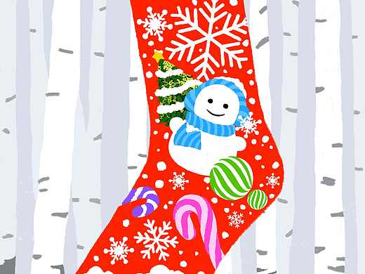 [插画]圣诞节 圣诞礼物 圣诞袜子