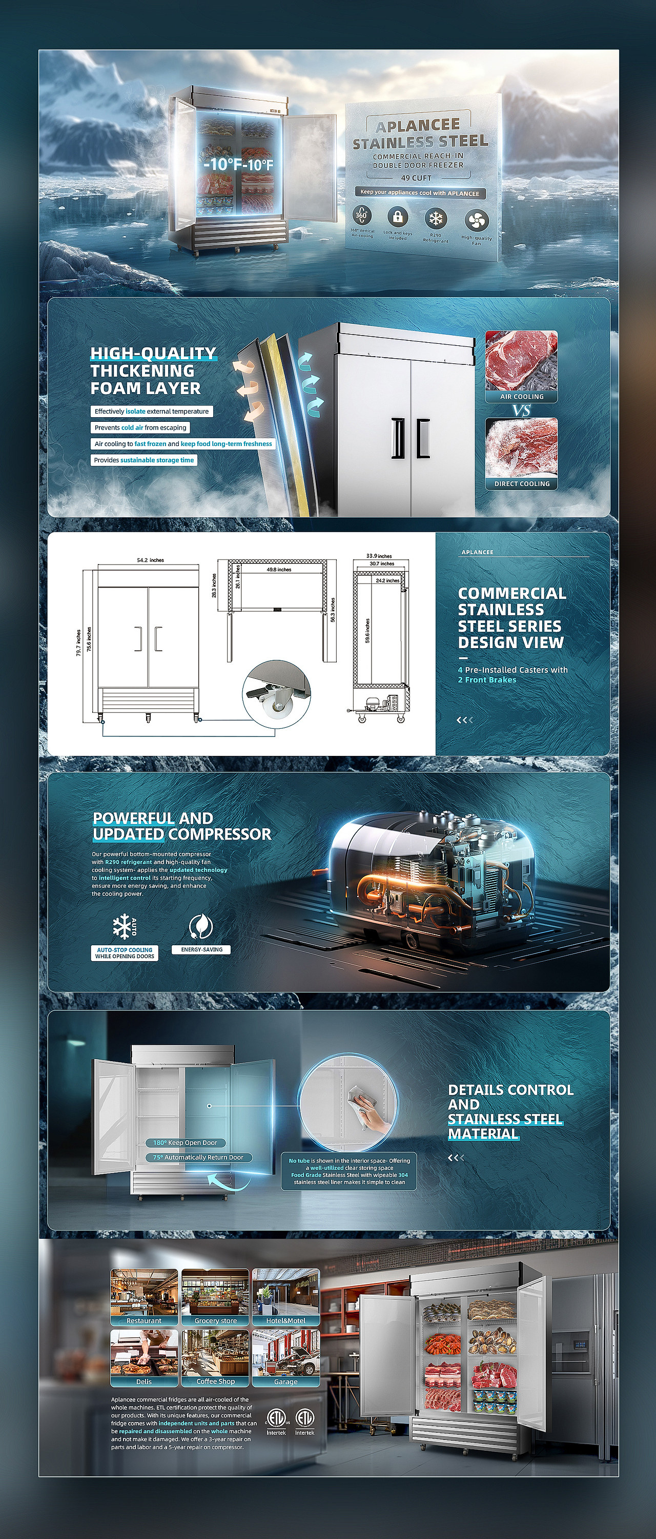 商业厨房-不锈钢冰柜//亚马逊 详情展示（图ZNDAwNjgyNzcy） - 品牌 - 站酷设计师爱设计的猫仔原创素材 - 站酷ZCOOL