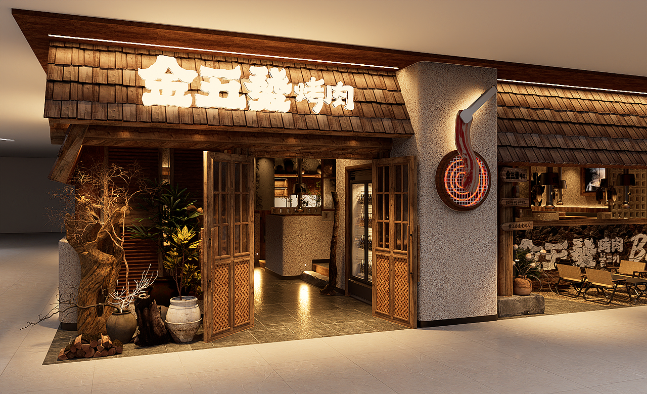 金五發烤肉店（图ZNDAwNzA3ODk2） - 酒店餐饮设计 - 站酷设计师钟华设计原创素材 - 站酷ZCOOL