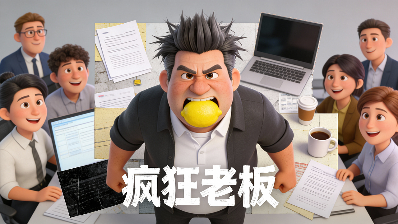 疯狂老板（图ZNDAwNzA5Mjc2） - AI作品 - 站酷设计师蛋挞是只拉布拉多原创素材 - 站酷ZCOOL