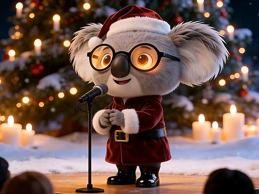 《圣诞树、雪花、蜡烛光…还有一只为你唱歌的考拉》