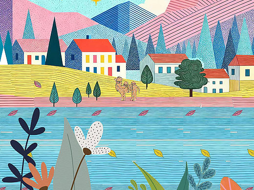 点线面构成治愈系插画