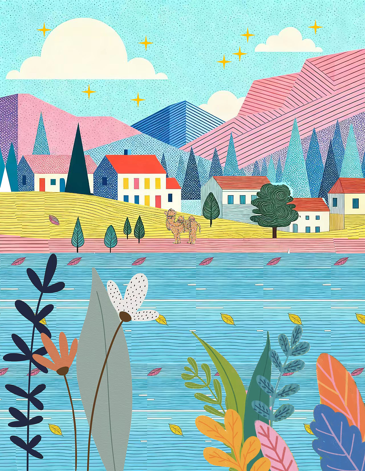 点线面构成治愈系插画（图ZNDAwNzQxMTk2） - 创作习作 - 站酷设计师树莓软糖原创素材 - 站酷ZCOOL