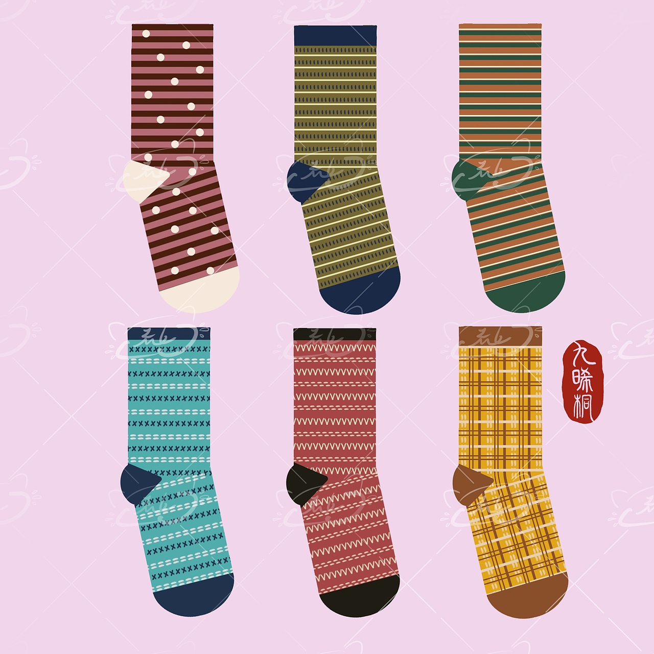 ❤️是最爱的条纹袜呀~（图ZNDAwNzQ1Mzgw） - 商业插画 - 站酷设计师Z784427631原创素材 - 站酷ZCOOL