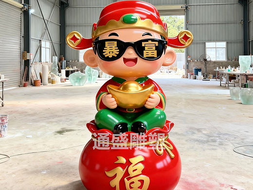 玻璃钢卡通财神雕塑
