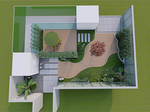 【庭院设计】现代简约风格庭院效果图分享