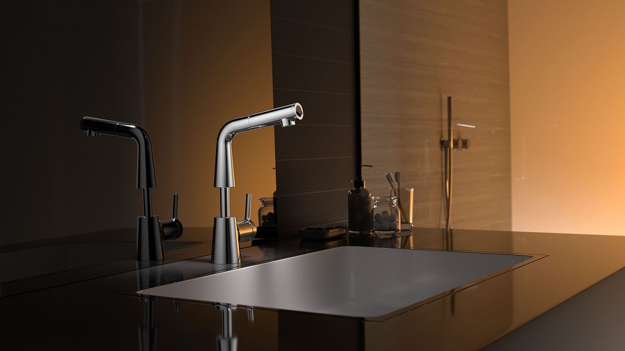 卫浴水龙头渲染（图ZNDAwNzY0MTA4） - 生活用品 - 站酷设计师光线追踪原创素材 - 站酷ZCOOL