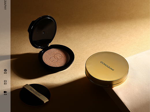 化妆品 护肤品 静物拍摄 气垫精修 金色调场景图 广州